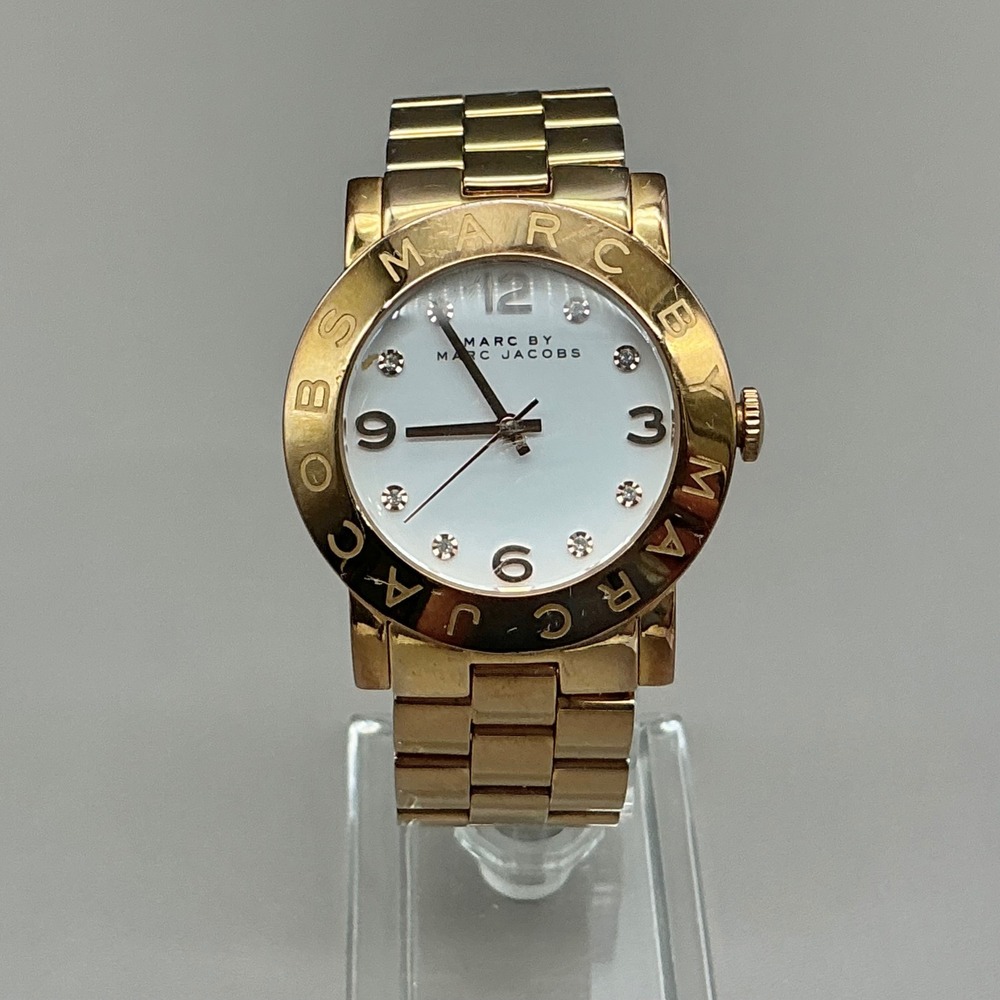 Marc by Marc Jacobs Watch Amy Rose Gold Tone Crystal White Dial 7" NEW BATTERY